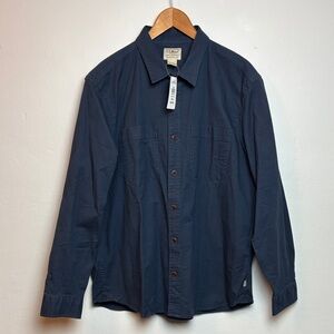 NWT L.L. Bean Men’s BeanFlex Twill Long Sleeve Button Up Shirt Navy Medium